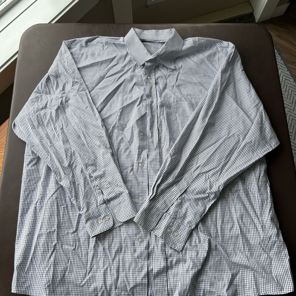 Classic Blue and White Checkered Dress Shirt